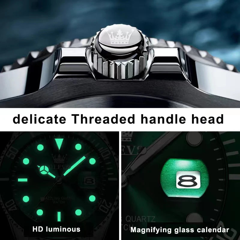 OLEVS Mens Quartz Watches Top Brand Luxury Business Waterproof Luminous Large Dial Men Wristwatches Sports Stainless Steel Watch - You Offer