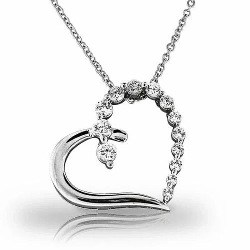 CAOSHI Eternal Heart Shaped Necklace Sparkling Zirconia Accessories for Lady Chic Simple Style Jewelry Romantic Confession Gifts - You Offer