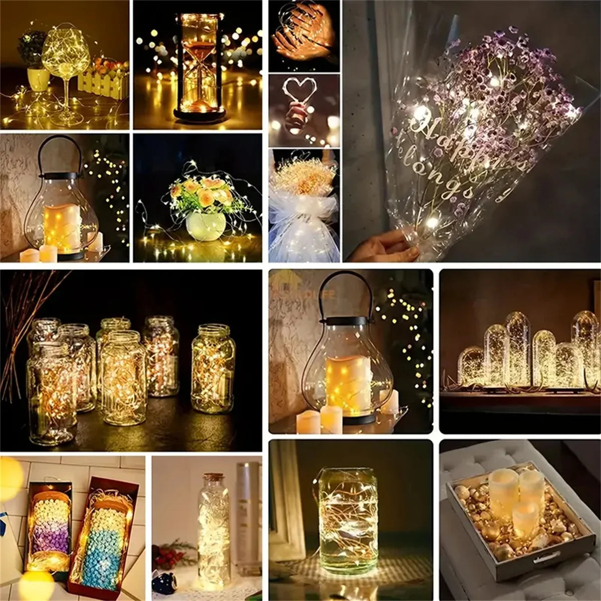 4/10/40 LED battery string lights, waterproof copper wire 6.6ft 20 LED starry sky lights, used for party and bouquet decoration