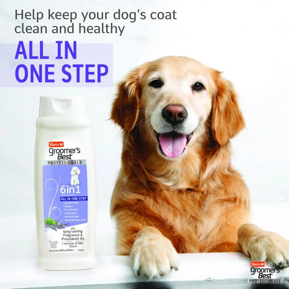 6 in 1 Dog Shampoo Deodorizing Cleansing Conditioning Moisturizing Strengthening Gentle Formula Lavender Mint Scent Suitable All