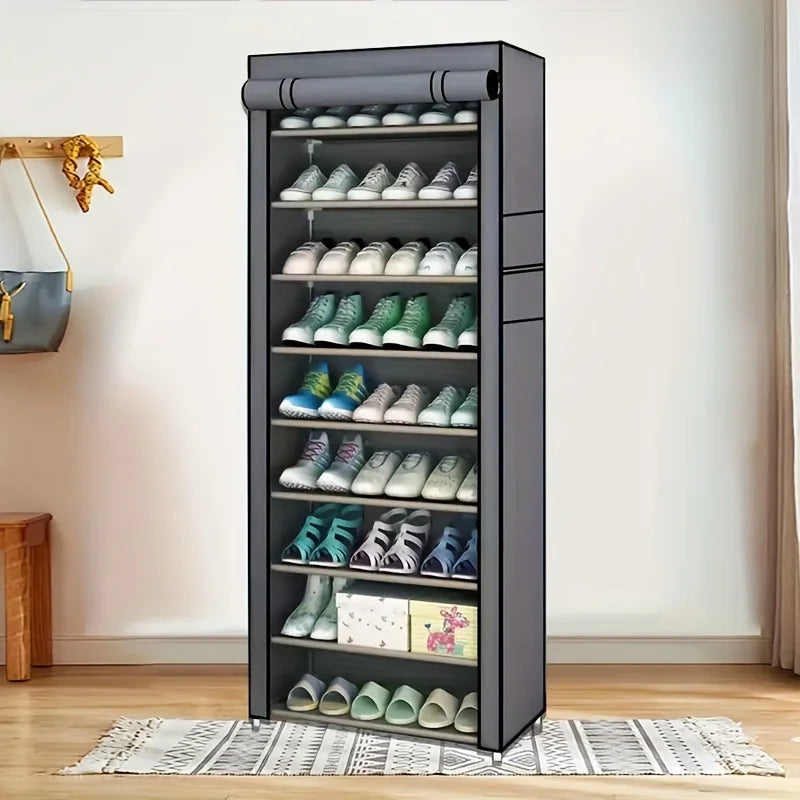 10-Layer Sturdy Shoe Rack - Holds 18-22 Pairs, Dustproof, Adjustable, Space-Saving, Bedroom/Entrance