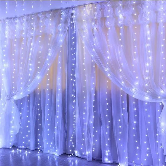 Curtain Light for Party/Wedding/Festival/Christmas,Window Blinking String Light for Bedroom/Living Room,USB Plug with 8 Modes