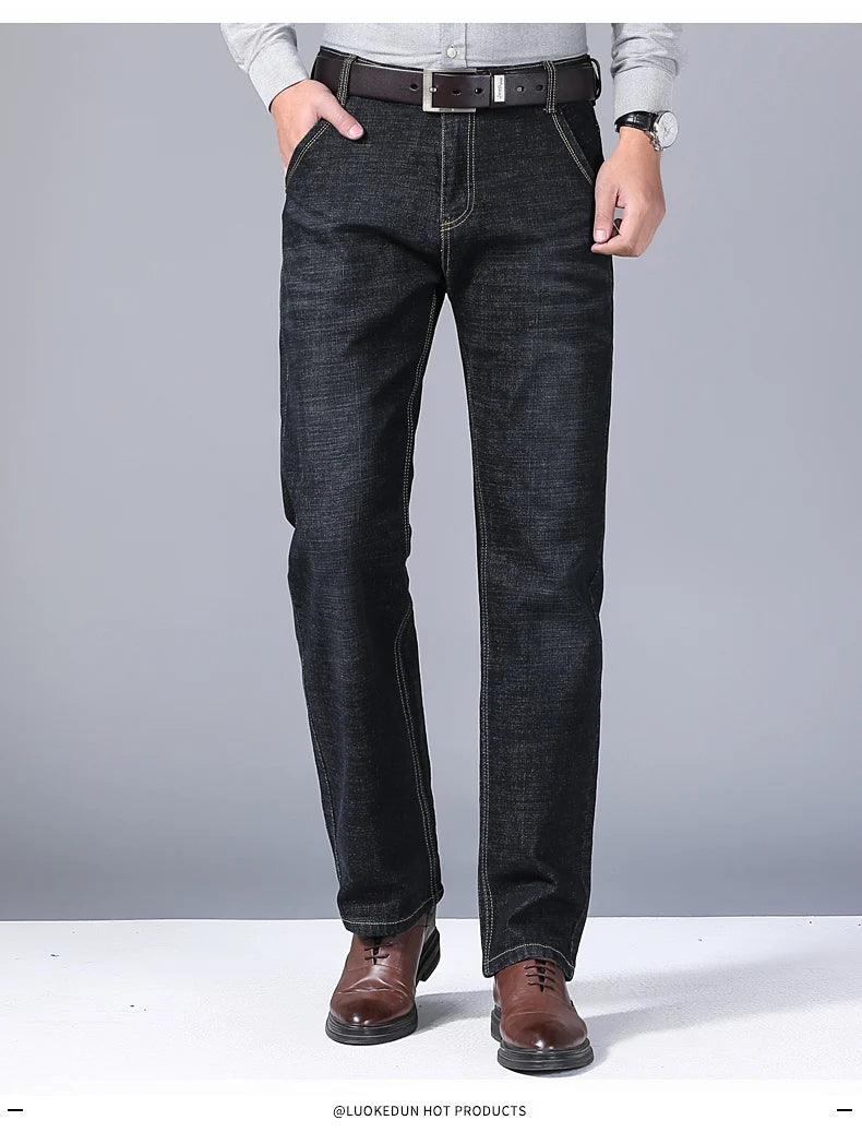 2025 New Men's Lightweight Slim Fit Pants, Comfortable and Soft, Business and Fashionable Straight Leg Casual Denim Pants - You Offer