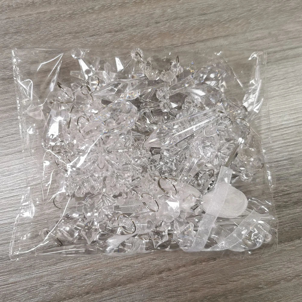 Crystal Clear Snowflake Acrylic Ice Pendants Christmas Tree Hanging Ornaments Icicle Water Drop Decoration For Xmas Party Decor