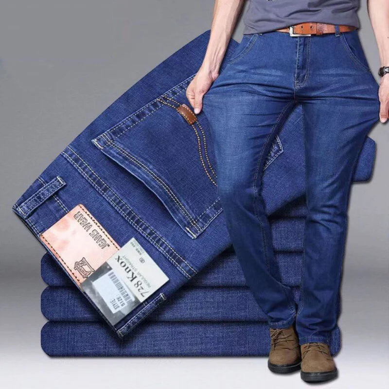 2025 New Men's Lightweight Slim Fit Pants, Comfortable and Soft, Business and Fashionable Straight Leg Casual Denim Pants - You Offer