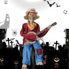 Halloween Banjo Scarecrow Playing Skeletons Animatronics Banjo Skeletons Decoration for Halloween Indoor Outdoor Yard Lawn Party