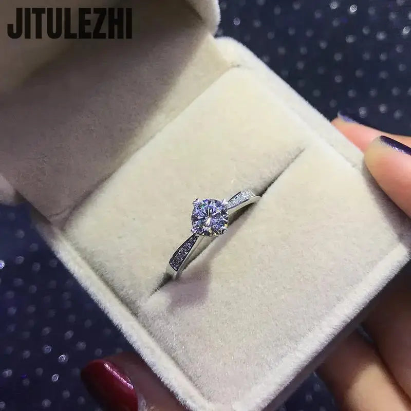 Hot Luxury Crystal 925 Sterling Silver Diamond Ring For Woman Beautiful Moissanite Ring Fashion Noble Wedding Party Jewelry - You Offer