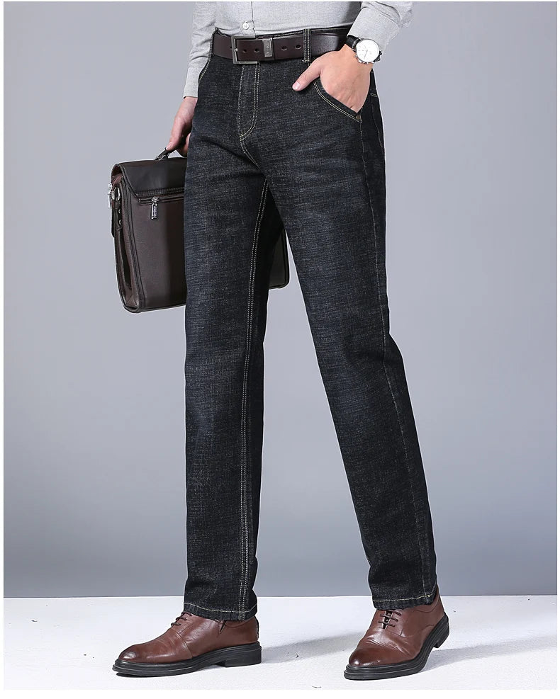 2025 New Men's Lightweight Slim Fit Pants, Comfortable and Soft, Business and Fashionable Straight Leg Casual Denim Pants - You Offer