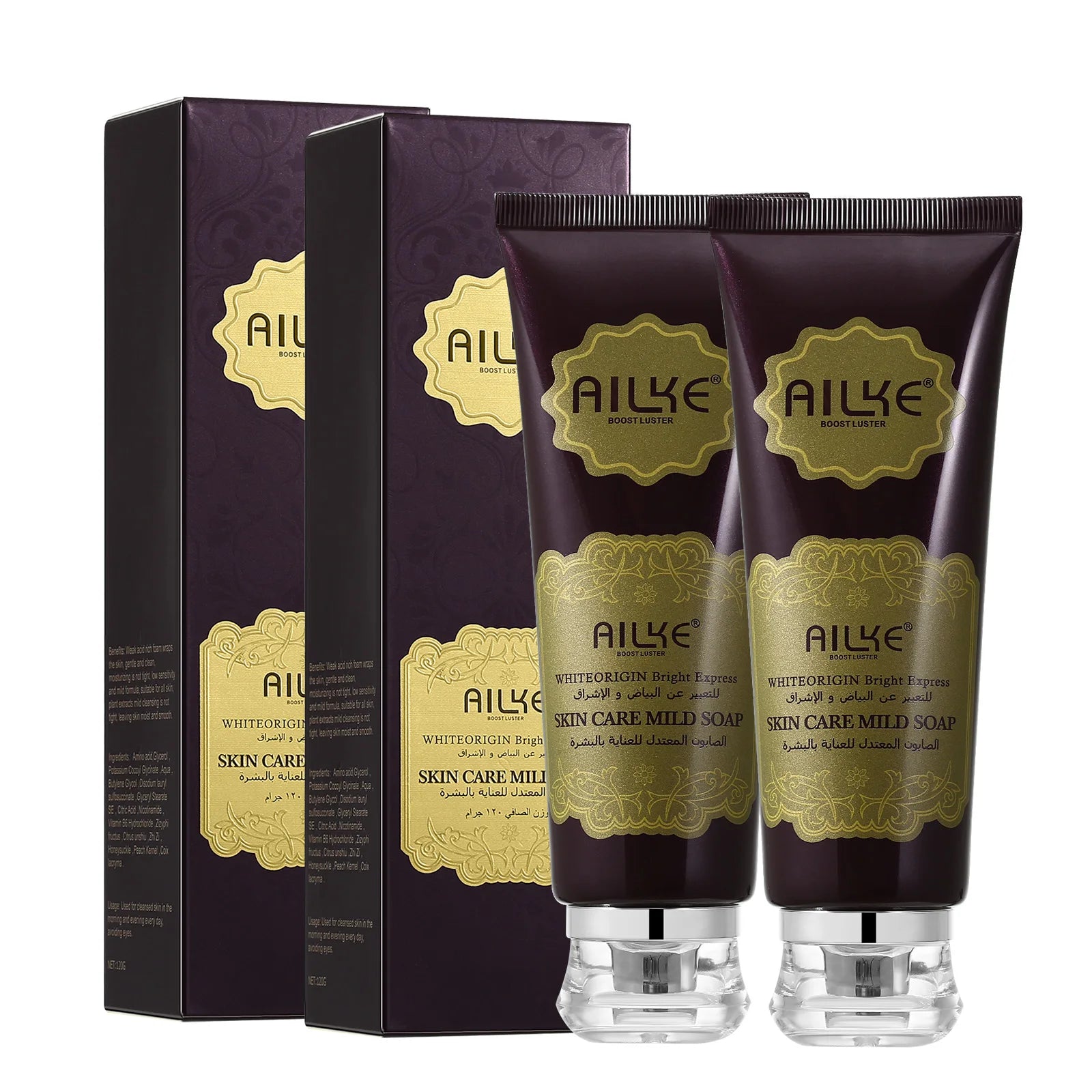 AILKE Whitening Kojic Acid Facial Cleanser, with Amino Acid, Anti-Aging, Wrinkles, Moisturizing, Smooth Skin, For All Skin Types