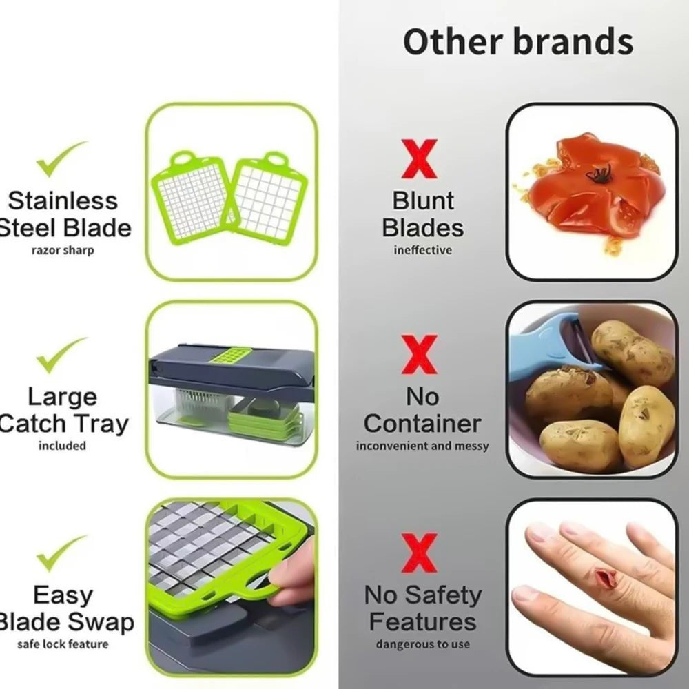 14 in 1 Multifunctional Vegetable Onion Manual Chopper Food Kitchen Potato Cut Shredder Slicer Kitchen Gadget - You Offer