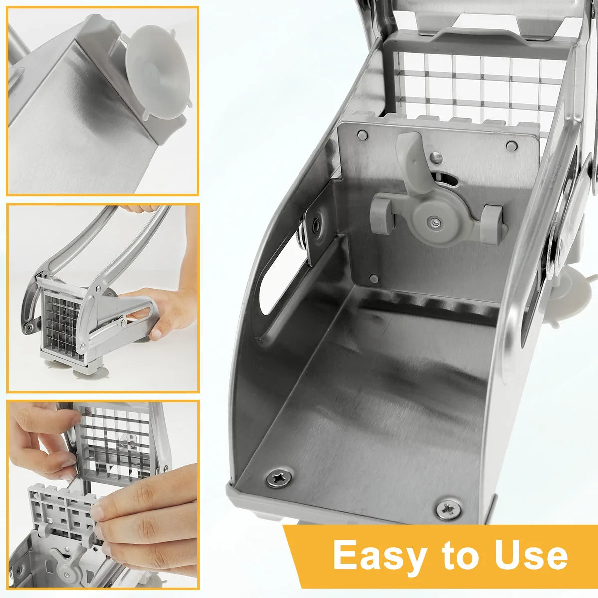 French Fry Cutter Stainless Steel Potato Chipper Blades Manual Food Slicer Dicer Multifunction Vegetable Fruit Onion Chipper - You Offer
