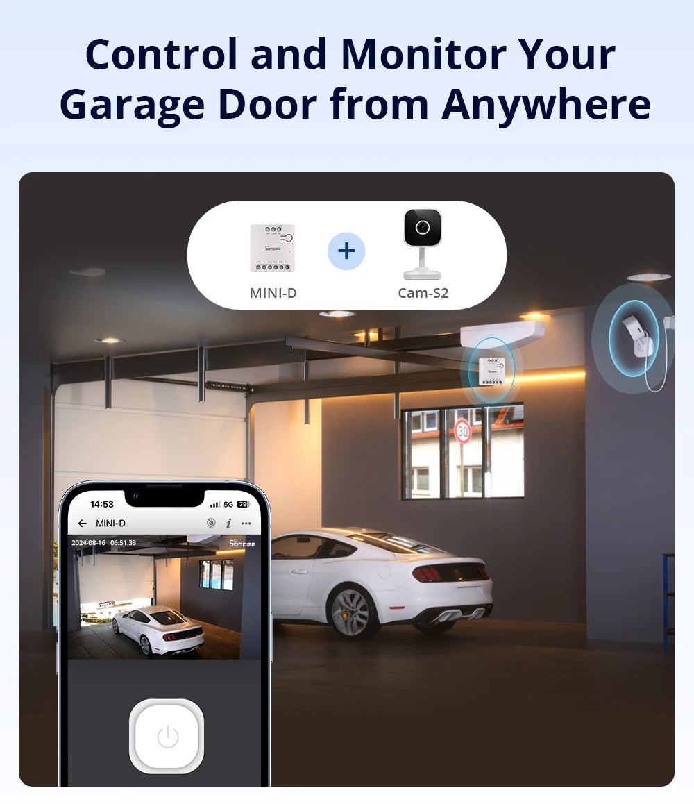SONOFF MINI-D WiFi Smart Switch Matter Dry Contact Device Supports AC/DC Power Works with eWeLink Apple Home Alexa Google Home
