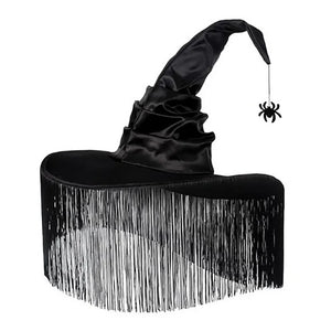 Black Witch Hat Halloween Folds Wizard Party Cosplay Costume Headgear Devil Cap Props Decoration Supplies for Adult Women Men
