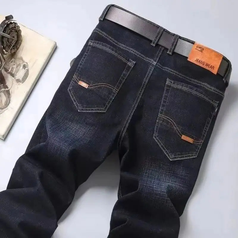 2025 Spring/Summer New Men's Jeans Micro Elastic Loose Straight Tube Business Casual Men's Pants Boutique Denim Series - You Offer