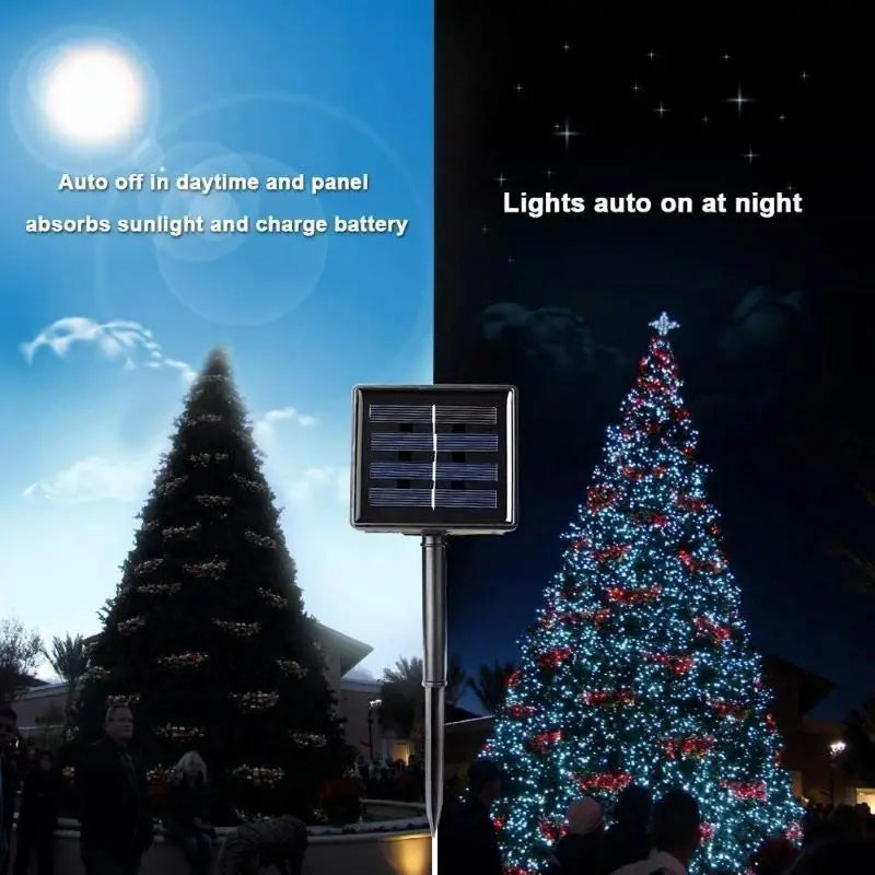 1/2 PCS Outdoor Waterproof Solar Light String 50/100/200/300 LED Waterproof 8 Modes Copper Wire Solar Fairy Light