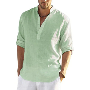 2026 New Men's Casual Blouse Cotton Linen Shirt Loose Tops Long Sleeve Tee Shirt Spring Autumn Casual Handsome Men's Shirts