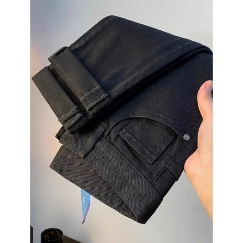Spring Autumn Men's Elastic Slim Fit Casual Jeans Trendy Loose High End Brand Fashionable Long Trousers Popular Style - You Offer