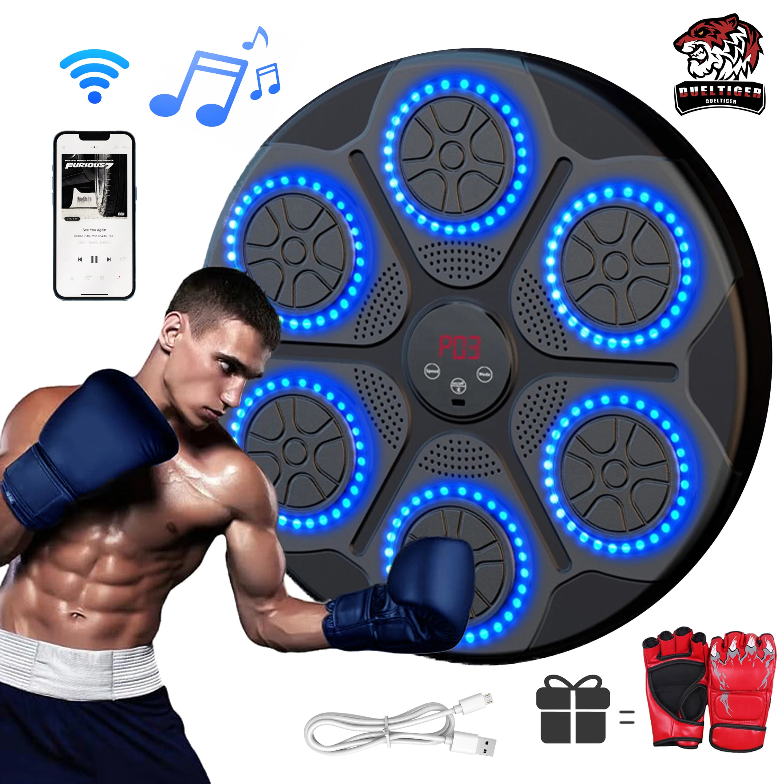 New Music Boxing Machine Smart Bluetooth Wall Mounted Music Boxing Trainer Gym Home Electronic Boxing Target Punching Equipment - You Offer