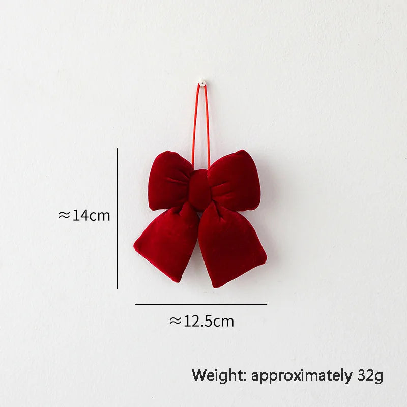 Velvet 3D Christmas Bow Christmas Tree Pendant Christmas Decoration Fence Stair Railing Fireplace Decoration
