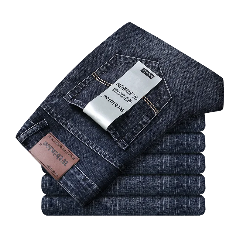 Wthinlee New Business Men's Jeans Casual Straight Stretch Fashion Classic Blue Black Work Denim Trousers Male Brand Clothing - You Offer