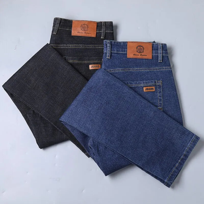 Men Fashion Straight Jeans Mens 2025 New Stretch Slim Fit Pants Comfortable Soft Business Denim Trousers Male Brand Clothing - You Offer