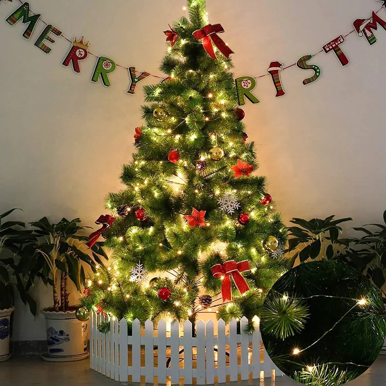 LED Green Wire Led String Fairy Lights US/EU Plug 110V/220V Waterproof LED Christmas Tree Holiday Home Garden Decoration Xmas