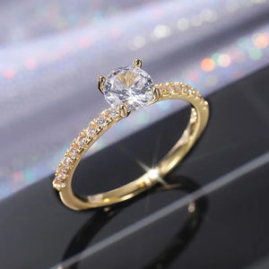 6mm Round Cut CZ Solitaire Engagement Wedding Ring for Women Girl Size 5-11 - You Offer