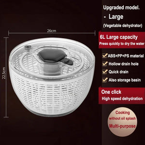 Salad Spinner Electric/Manual Vegetable Dehydrator Multifunction Food Fruit Dryer Quick Drying Drain Basket Kitchen Accessories