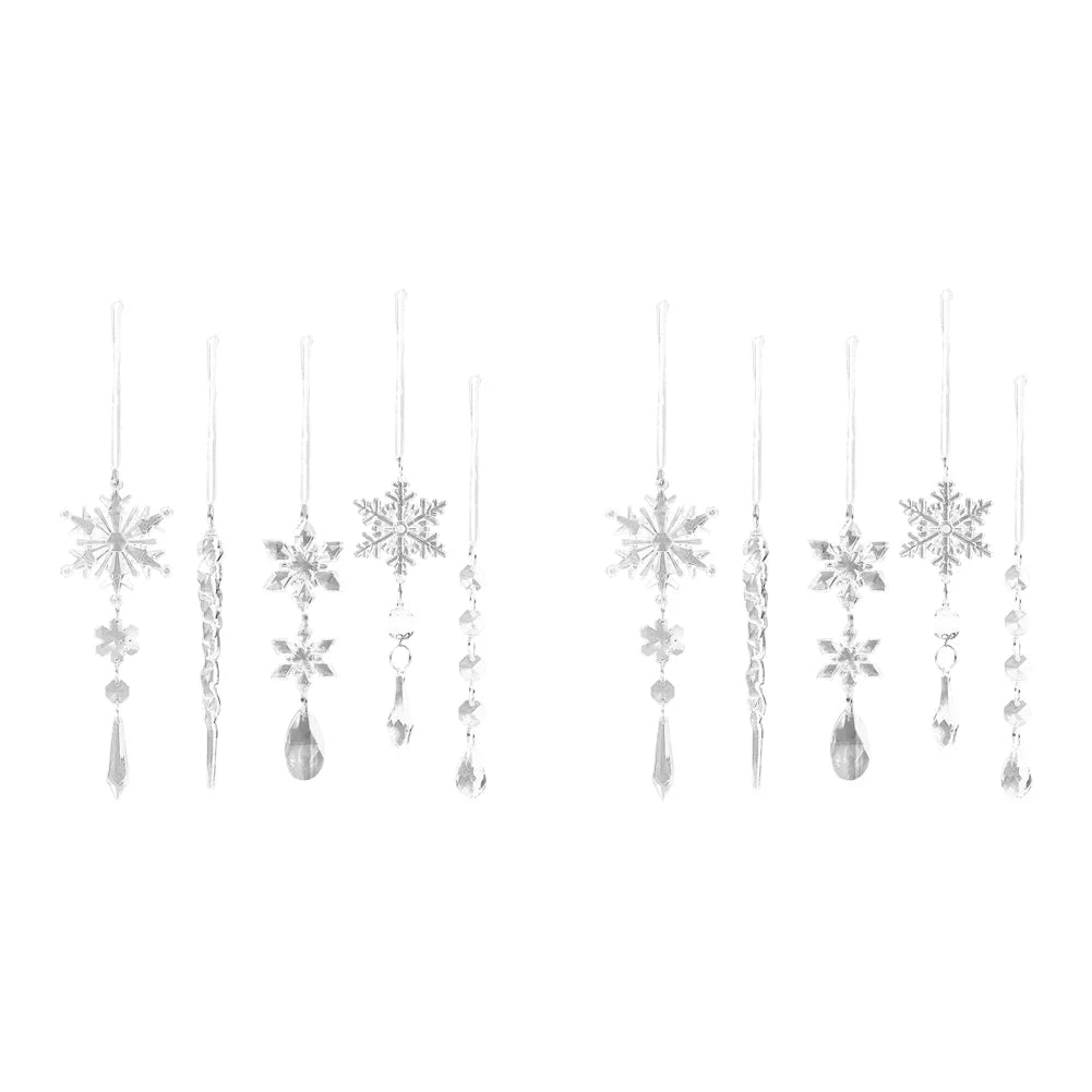 Crystal Clear Snowflake Acrylic Ice Pendants Christmas Tree Hanging Ornaments Icicle Water Drop Decoration For Xmas Party Decor