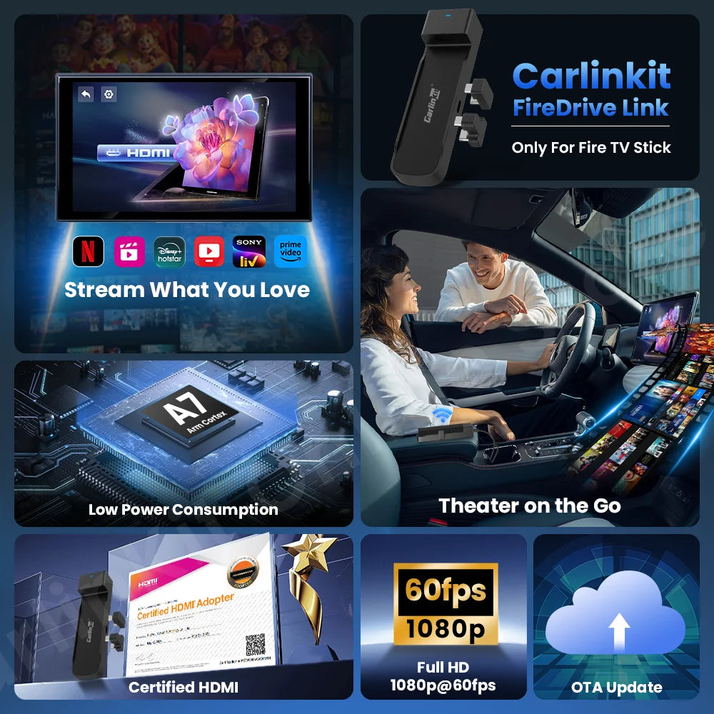 CarlinKit Firedrive Link Wired Carplay to HDMI for Fire Tv Stick Fire Tv Stick Lite HD 4K 4K Max Youtube Netflix Prime Video - You Offer