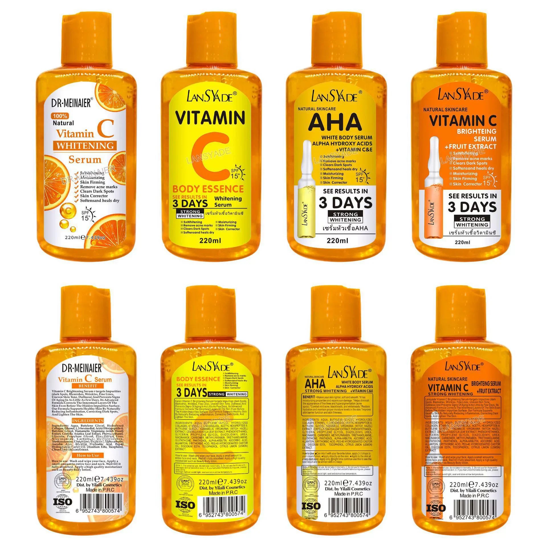 Vitamin C AHA Essence Original liquid Face Serum Brightning Moisturizing Turmeric Repairing Anti Aging Lifting Skin Care 220ml