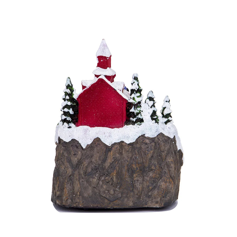 Christmas House Village Electric Music Box Glowing Christmas Snow Village Santa Claus House Miniature Ornaments Xmas Decor