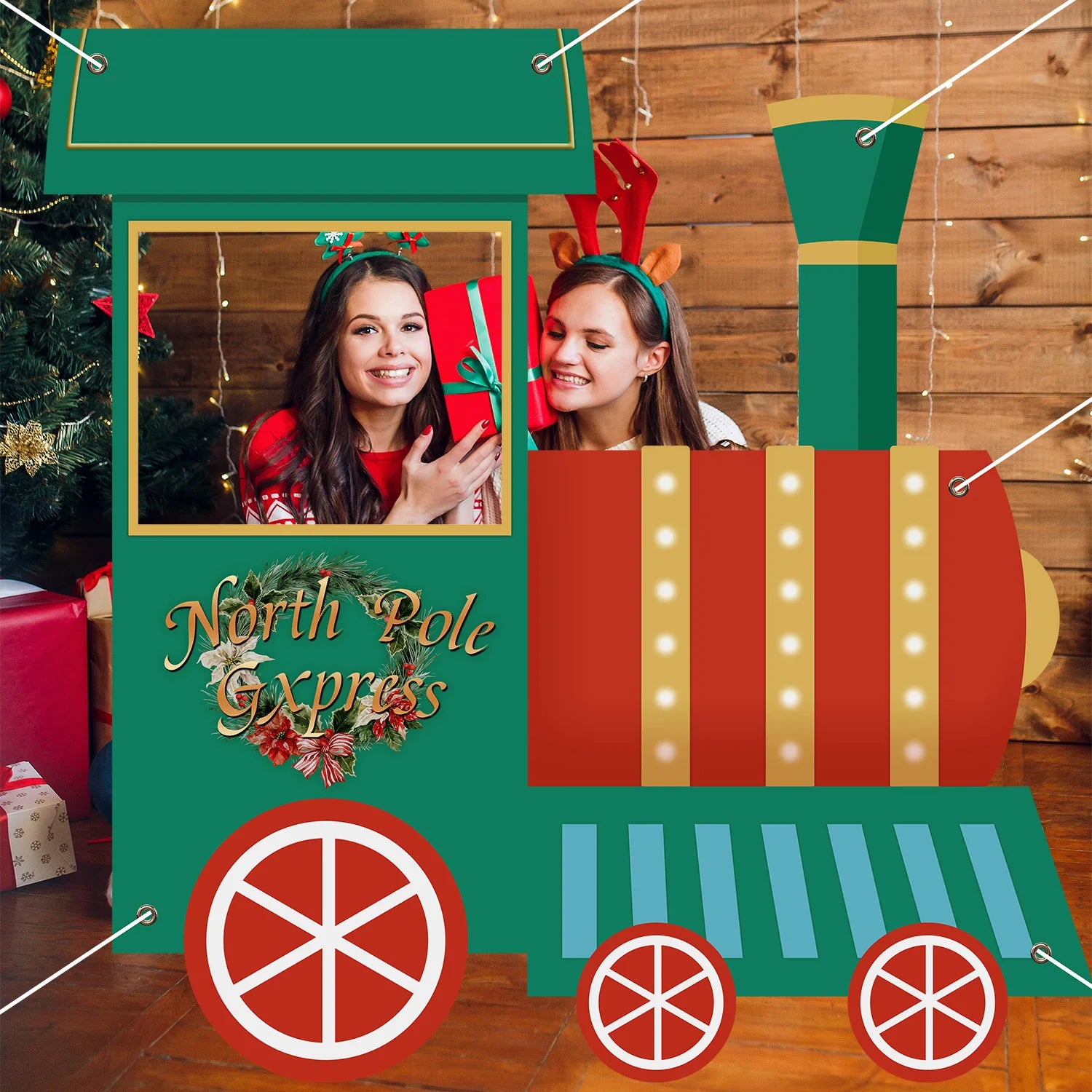 Christmas train hollow background cloth Xmas decoration 2025 Xmas Holiday North pole garland Navidad Natal New Year Gift 2026