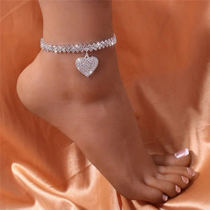 Beautiful Dazzling Cubic Zirconia Chain Anklet for Women Fashion Silver Color Ankle Bracelet Barefoot Sandals Foot Jewelry - You Offer