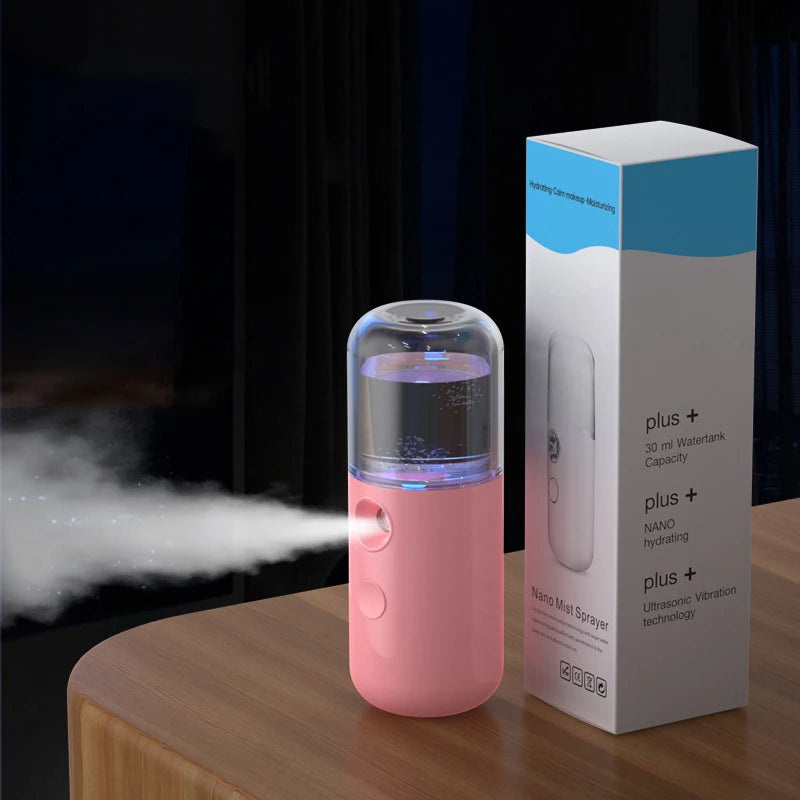 Mini Facial Nano Mist Sprayer Handy Nano Cool Spray Face Mister Steamer ,Moisturizing and Hydrating for Skin Care, Makeup