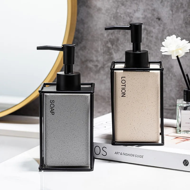 330ml Bathroom Soap 2pcs Ceramics Dispensers Refillable Holder Portable Travel Dispenser Liquid Soap Dispenser Bath Pump Bottle