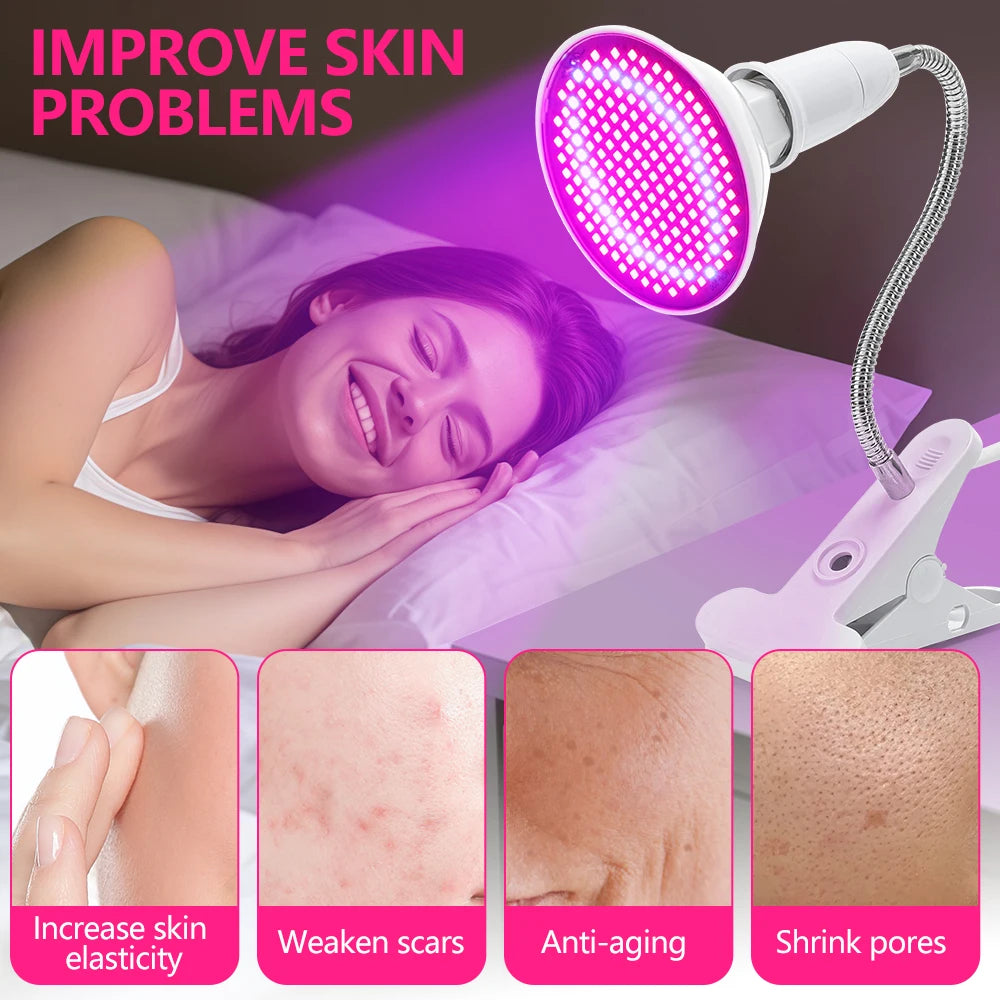 Anti Aging Red blue LED Light Therapy Bulb With Lamp Clip Red 660nm Near Infrared 850nm Beauty Full Body  Skin Care Pain Relief
