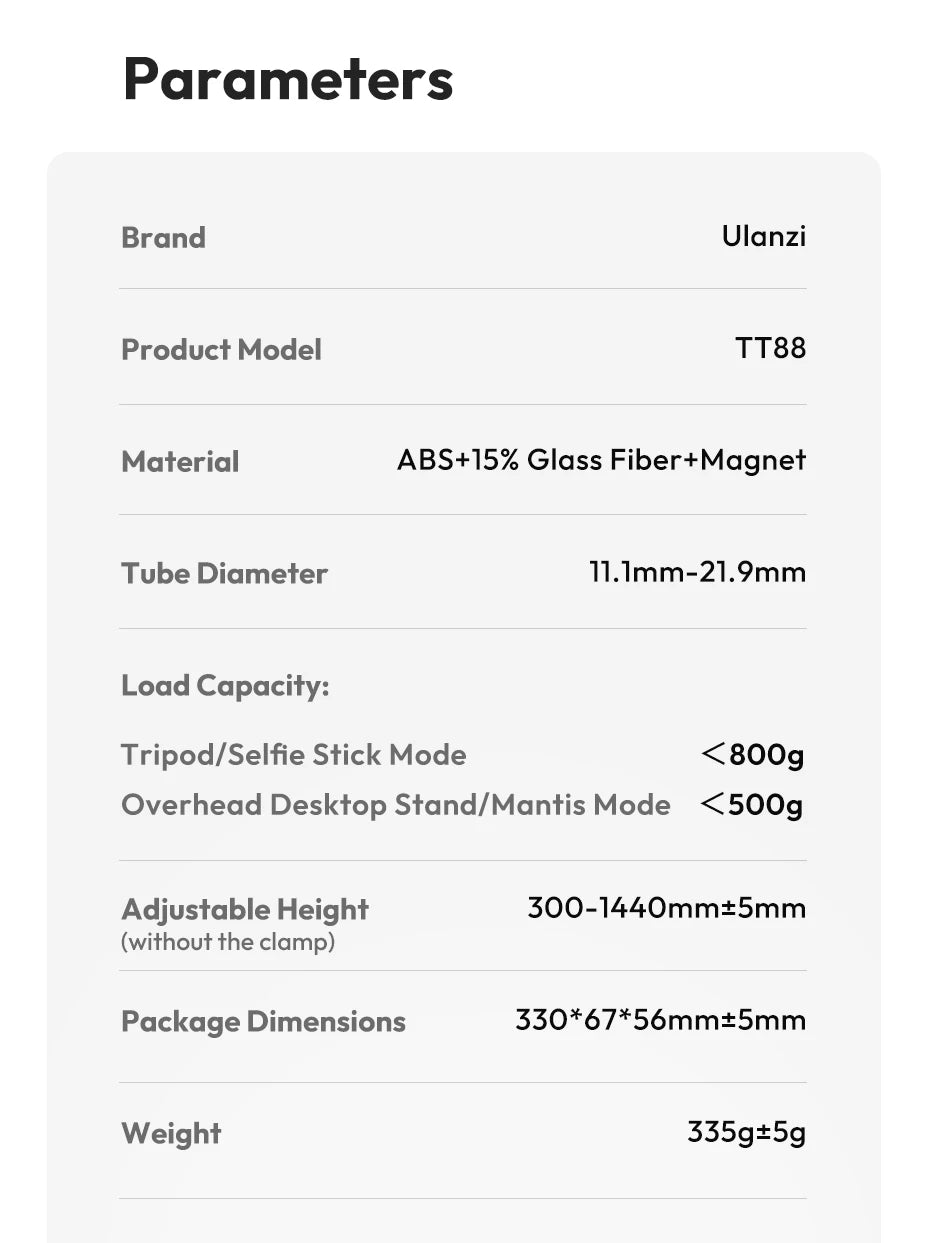 Ulanzi TT88 Overhead Selfie Stick Wireless Tripod Magsafe&Phone Clip for iPhone 16 15 14 13Android with Hook for Overhead Shoot