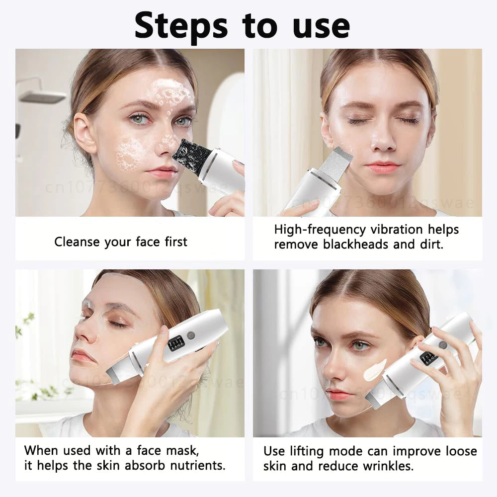 Ultrasonic Skin Scrubber Facial Deep Cleansing Blackhead Remove Ultrasonic Cleansing Cavitation Peeling Shovel Skin Scrubber