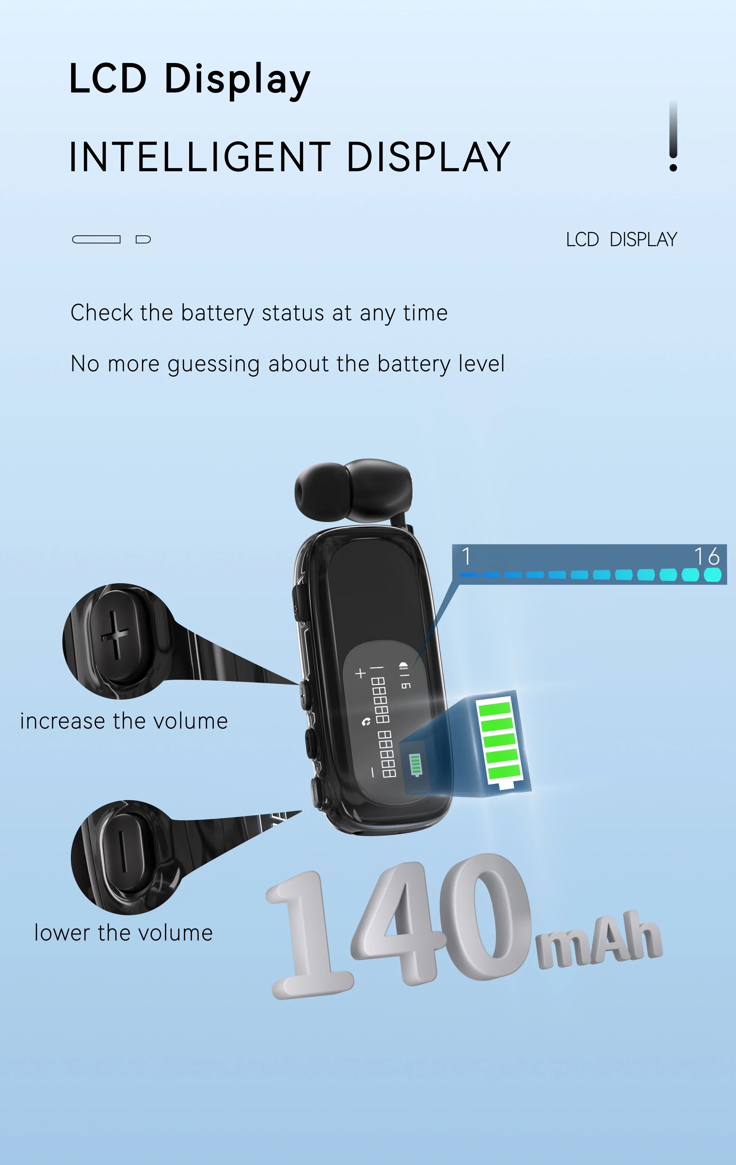 K75 Business Earphones Hands Free Bluetooth V5.4 LCD Display Wireless Earphones for Call and Cycling Noise Reduction Earphones