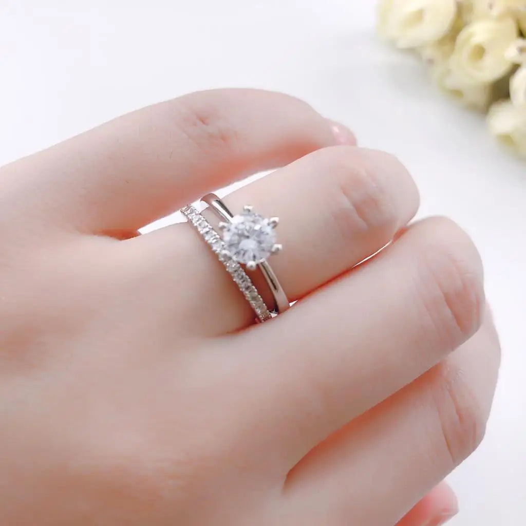 Adjustable Solitaire Rings for Women Bridal Classic Silver Color AAA+Cubic Zirconia Wedding Engagement Marriage Ring Jewelry - You Offer