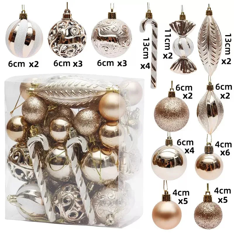 29/40/50pcs Silver Red Special-shaped Christmas Ball Ornaments Christmas Tree Party Decoration Christmas Spheres Pendant New