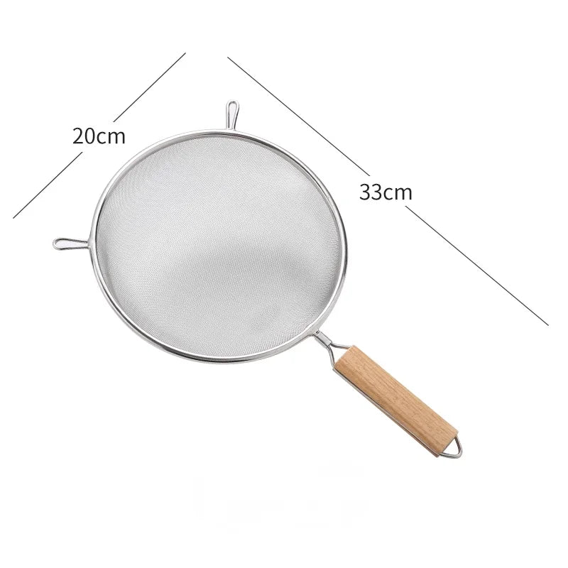 1/3pcs Kitchen baking steel flour sieve kitchen soy milk juice filter sieve filter oil spoon hand-held binaural mesh colander