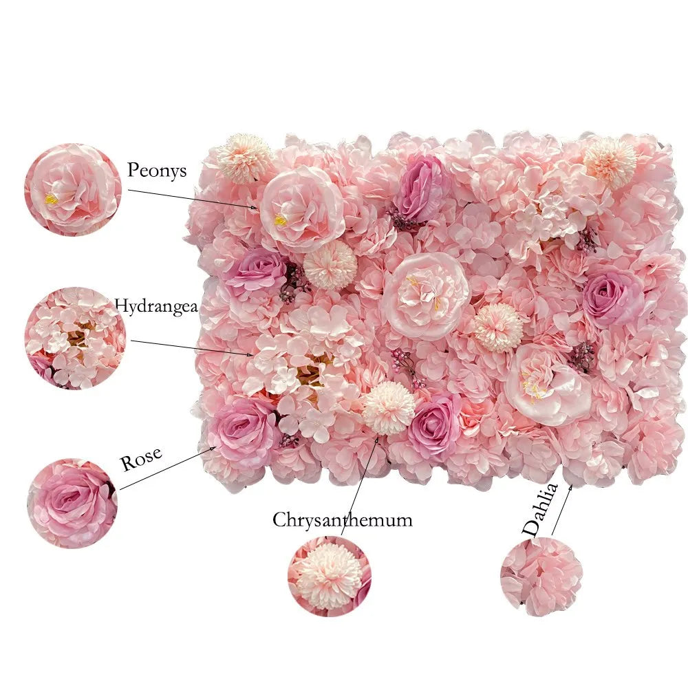 Pink Silk Rose Flower Wall Panels Artificial Flower for Wedding Decoration Baby Show Party Home Bedroom Backdrop Decor - You Offer