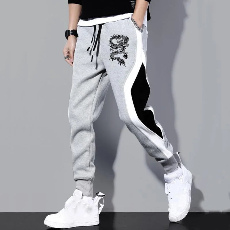New Men Casual Drawstring dragon print Pants Jogger Pants Sweatpants Running Pants Sweatpants for Men - You Offer