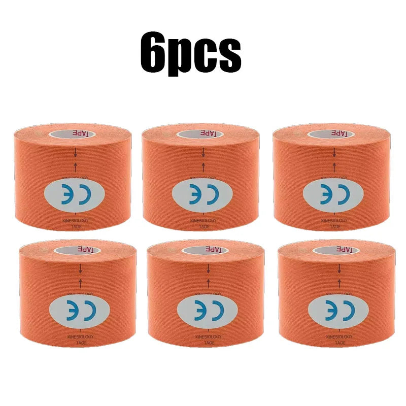 1/6pcs Breathable Cotton Kinesiology Tape Sports Elastic Roll Adhesive Muscle Bandage Knee Elbow Protector Injury Pain Care Tape