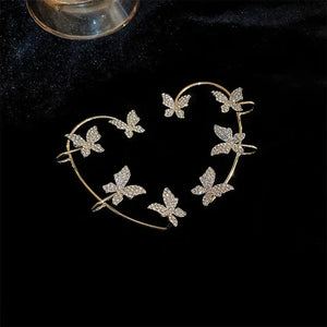 Silver Plated Metal Butterfly Ear Clips Without Piercing For Women Sparkling Zircon Ear Cuff Clip Earrings Wedding Jewelry - You Offer
