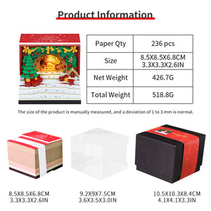 Desk Time Piece Calendar 2026 Desk Calendar With Light 3D Tear-away Calendar Paper Carving Art Memo Pad Notepad Christmas