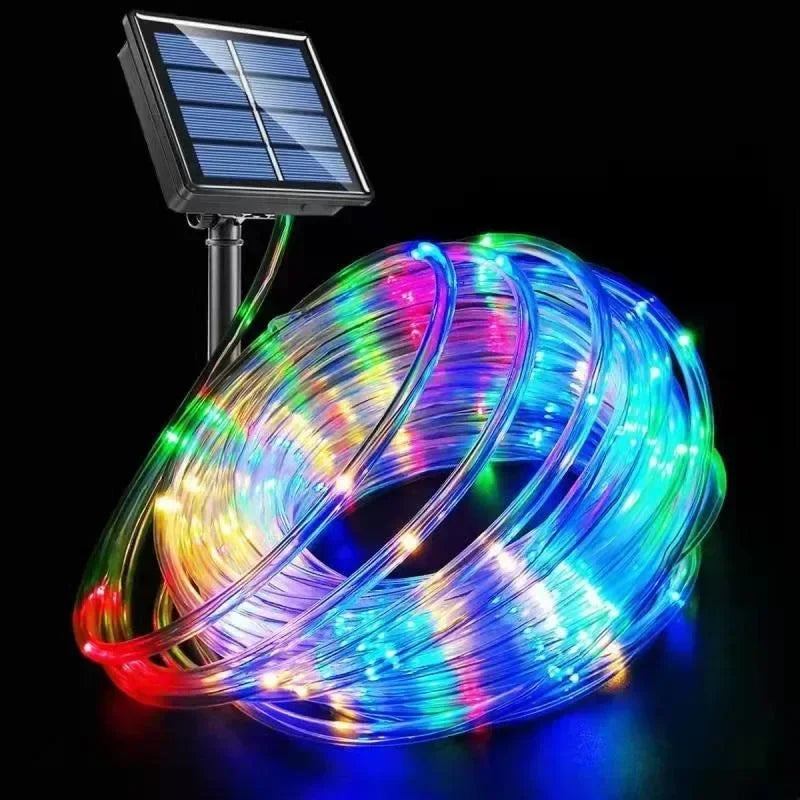 Christmas Party Fairy Lights Solar Powered Waterproof Rope String Outdoor with 8 Modes for Tree Patio Yard Garden Decoration