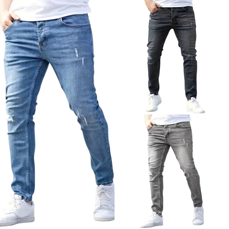 Mens Jeans Casual Skinny Pants Stretch Denim Trousers Male Slim Fit Straight Pants Fashion Jeans Soild Pencil Pants Man Clothing - You Offer